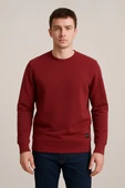 Erkek Üç İp Şardonsuz Sweatshirt Bordo - 1