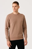 Erkek Üç İp Şardonsuz Sweatshirt Camel - 3