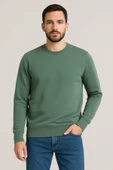 Erkek Üç İp Şardonsuz Sweatshirt Yeşil - 1
