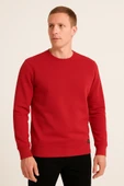 Erkek Üç İp Şardonsuz Sweatshirt Kırmızı - 1
