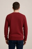 Erkek Üç İp Şardonsuz Sweatshirt Bordo - 4
