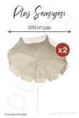 Düvenci Krem Plaj Şemsiyesi 2 Adet - 10 telli - 2 M - Eğim Verilebilir thumbnail 1