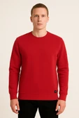 Erkek Üç İp Şardonsuz Sweatshirt Kırmızı - 2