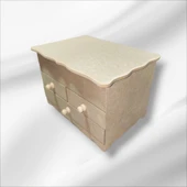 Ahşap-boyanabilir-bölmeli-çekmeceli- Takı-makyaj-aksesuar Dekoratif-çok Amaçlı Organizer Kutu - 9