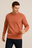 Erkek Üç İp Şardonsuz Sweatshirt Somon - 1