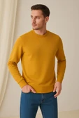 Erkek Üç İp Şardonsuz Sweatshirt Hardal - 2