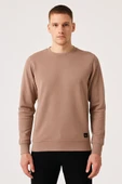 Erkek Üç İp Şardonsuz Sweatshirt Camel - 1