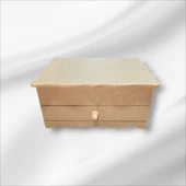 Ahşap-boyanabilir-bölmeli-çekmeceli- Takı-makyaj-aksesuar Dekoratif-çok Amaçlı Organizer Kutu - 9