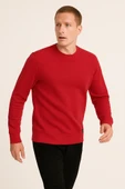 Erkek Üç İp Şardonsuz Sweatshirt Kırmızı - 4