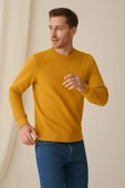 Erkek Üç İp Şardonsuz Sweatshirt Hardal - 4