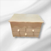 Ahşap-boyanabilir-bölmeli-çekmeceli- Takı-makyaj-aksesuar Dekoratif-çok Amaçlı Organizer Kutu - 10
