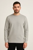 Erkek Üç İp Şardonsuz Sweatshirt Gri - 2