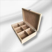 Ahşap boyanabilir 6 bölmeli saat-takı-aksesuar-dekoratif çok amaçlı kutu - 5
