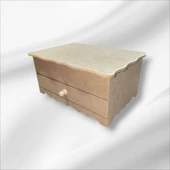 Ahşap-boyanabilir-bölmeli-çekmeceli- Takı-makyaj-aksesuar Dekoratif-çok Amaçlı Organizer Kutu - 10