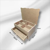 Ahşap-boyanabilir-bölmeli-çekmeceli- Takı-makyaj-aksesuar Dekoratif-çok Amaçlı Organizer Kutu - 1