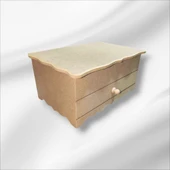 Ahşap-boyanabilir-bölmeli-çekmeceli- Takı-makyaj-aksesuar Dekoratif-çok Amaçlı Organizer Kutu - 6