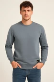 Erkek Üç İp Şardonsuz Sweatshirt Füme - 2