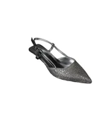 YAZKIŞ Kadın Gümüş Altın Petek Parlak Kumaş 3cm fındık Ökçe Topuk Abiye Ayakkabı thumbnail 2