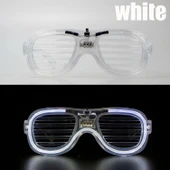 Beyaz Led Işıklı Parti Gözlüğü - Neon Glow Şerit Gözlük 3 Modlu thumbnail 1