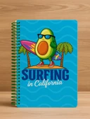 Surfing in California Temalı Spiralli Çizgili Defter – 80 Yaprak, 160 Sayfa (18 x 24 cm) thumbnail 2