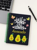 Just A Girl Who Loves Avocado Tasarımlı Spiralli Çizgili Defter – 80 Yaprak, 160 Sayfa (18 x 24 cm) thumbnail 1