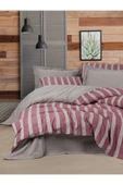 Ribbed Çift Kişilik Nevresim Takımı Bande Bordo - 1