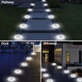 Crepow Güneş Enerjili Su Geçirmez Yol Aydınlatması 12 Adet - Beyaz - 6