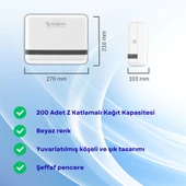 Mulpex Beyaz Duvara Monte Z Katlamalı Kağıt Havlu Dispenseri | Premium ABS Gövde, Anahtarlı Kilit, Vidalı & Yapışkan Montaj - 2