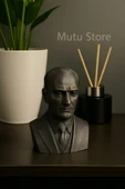 Dekoratif Atatürk Masa Üstü Heykel Figürü - Metalik Siyah thumbnail 2