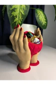 Dekoratif Ağaç Desenli Kalp Eller Vazo - 3