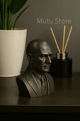 Dekoratif Atatürk Masa Üstü Heykel Figürü - Metalik Siyah thumbnail 1