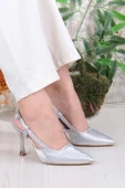 Fort 086-1011 Fls Saten Arkası Açık Topuklu Kadın Ayakkabı thumbnail 1