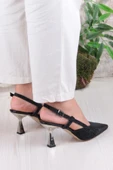 Fort 1182-09 Fls Saten Baskılı Arkası Açık Topuklu Kadın Ayakkabı thumbnail 4