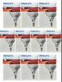 (10 Adet) Philips 250W Kızılötesi (infrared) Isıtıcılı Hayvan Isıtma ve Fizik Tedavi Lambası (Kırmızı Işık) E27 (Kalın Duy) thumbnail 1