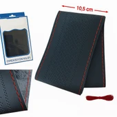 Lüx Desenli Deri Dikme Direksiyon Kılıfı 38-40cm Siyah Kırmızı Dikişli OND361 - 2