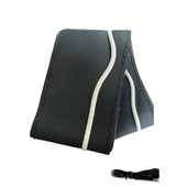 Lüx Desenli Deri Dikme Direksiyon Kılıfı 38-40cm Siyah-Beyaz Şeritli OND374 - 1