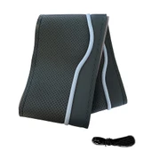 Lüx Desenli Deri Dikme Direksiyon Kılıfı 38-40cm Siyah-Gri Şeritli OND376 - 1