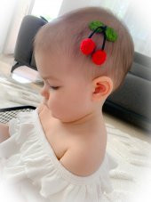 Kiraz Ponpon Saçsız Bebek Tokası thumbnail 2