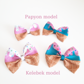 Külahlı Dondurma Toka Seyrek Saçlı Bebek Tokası -Papyon Model - 2