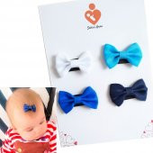Sahici Anne 4lü Beyaz Mavi Lacivert Saks Bebek Tokası Yenidoğan Saç Aksesuarı - 1