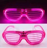 Pembe Led Işıklı Parti Gözlüğü - Neon Glow Şerit Gözlük 3 Modlu - 4