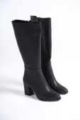 Kadın Paris Siyah Deri Yandan Fermuarlı Diz Altı Cizme - 4