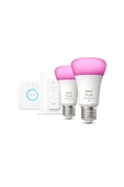 Philips Hue 9-75w Renkli Akıllı Başlangıç Seti 2'li Kumandalı E27 Bluetooth Özellikli - 1