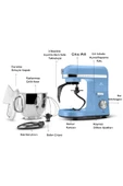 Karaca Mastermaid Chef Pro Çift Kollu Stand Mikser Royal Blue 1750 W - 3