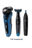 Philips S5444/03 Islak/kuru Sinek Kaydı Tıraş - Banyo Vücut Bakım - Kulak-Burun Tüy Kesme Makinesi 3'lü Set - 1