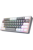 REDRAGON K617-RGB Gw Fızz %60 Kablolu Mekanik Klavye,Türkçe, Red Switch, Gri/beyaz - 1
