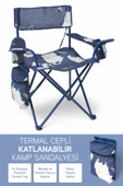 Perilla Qufi Termal Cepli Katlanır Telefon Tutma Aparatlı Kamp Piknik Sandalyesi Rejisör Koltuğu - Mavi - 1