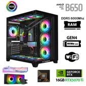 Xaser Velox x10 Ryzen 7 7700 32GB DDR5 Ram 1TB M.2 NVMe SSD 16GB RTX5070Ti Masaüstü Oyuncu Bilgisayarı thumbnail 1