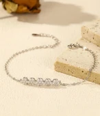 925 Ayar Işıltılı Beşli Tasarım Kadın Gümüş Bileklik thumbnail 3