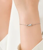 925 Ayar Kurdele Fiyonk Mineli Kadın Gümüş Bileklik - 2